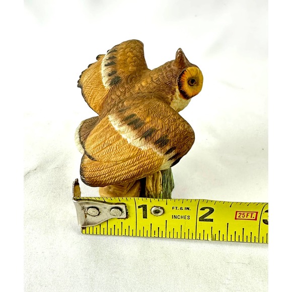 Vintage Ceramic Owl Figurine With Wings Spread and Landing on a Log - Picture 13 of 14